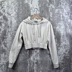 Talentless Sweater Medium Womens Dusty White Pullover Cropped Terry Sweater